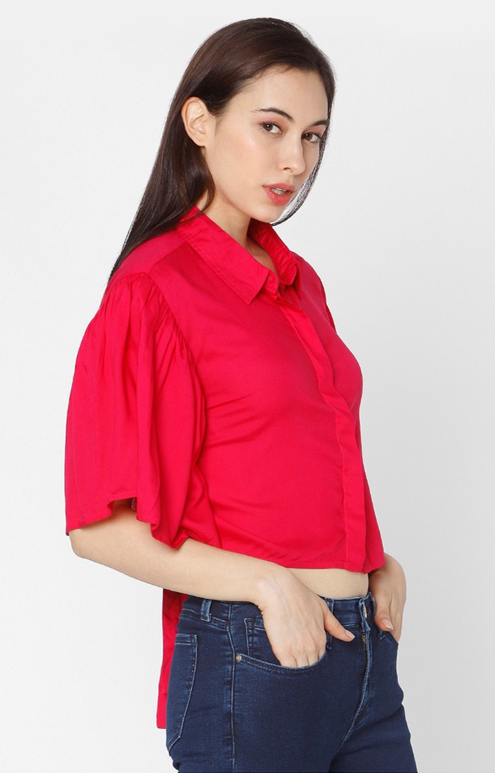spykar | Women's Pink Cotton Solid Casual Shirts 3