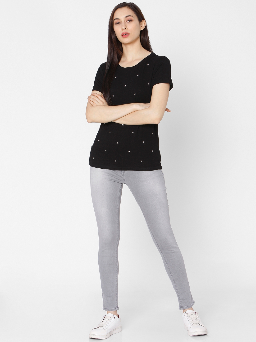spykar | Women's Grey Cotton Solid Skinny Jeans 0