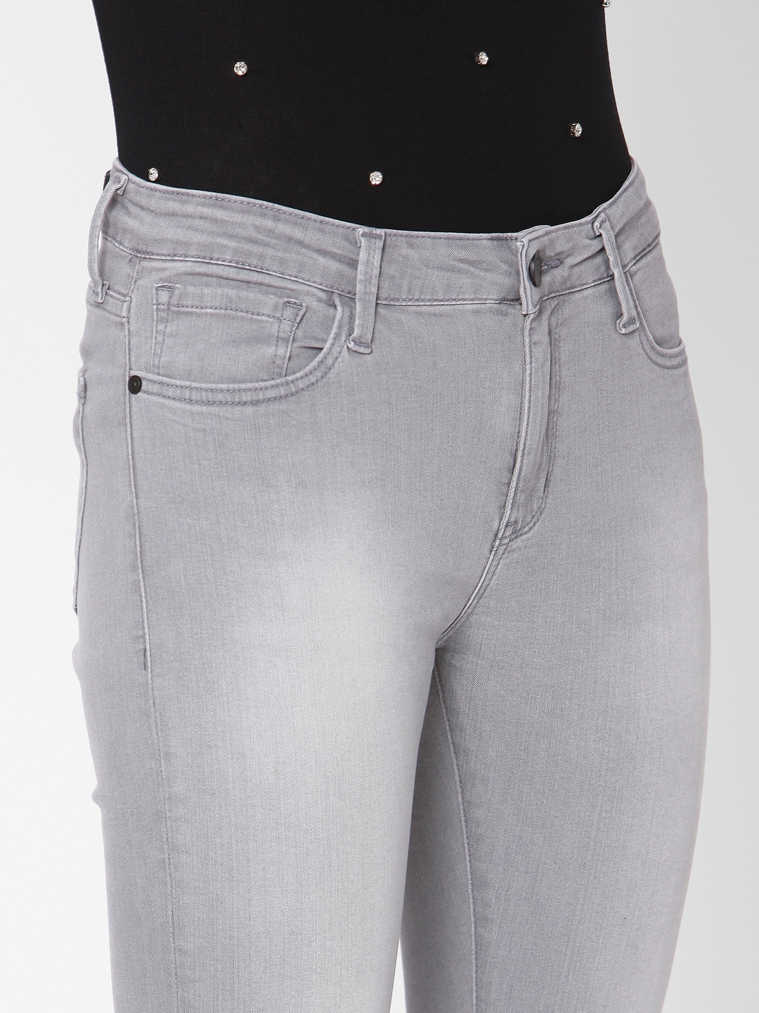 spykar | Women's Grey Cotton Solid Skinny Jeans 5