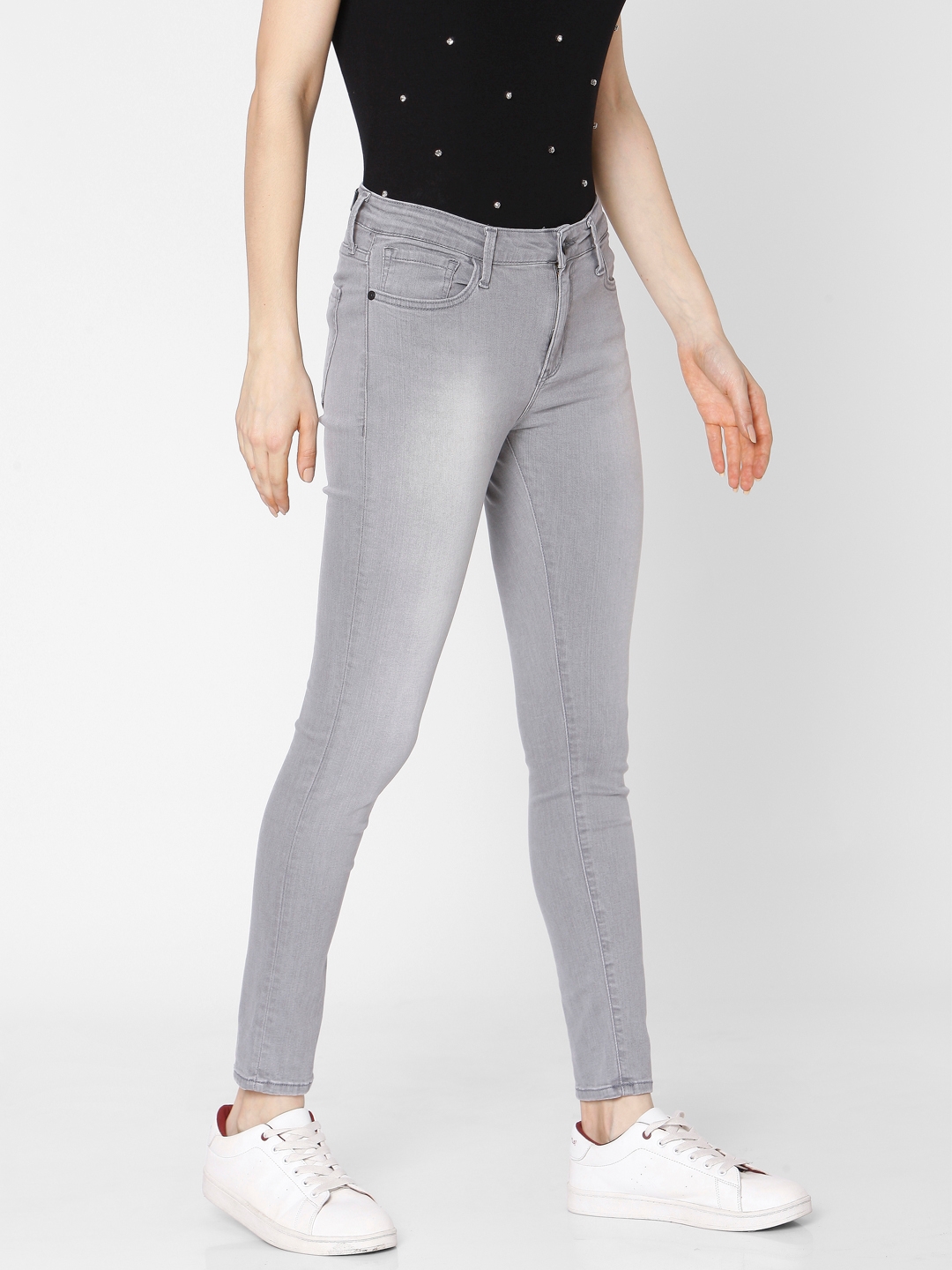 spykar | Women's Grey Cotton Solid Skinny Jeans 3