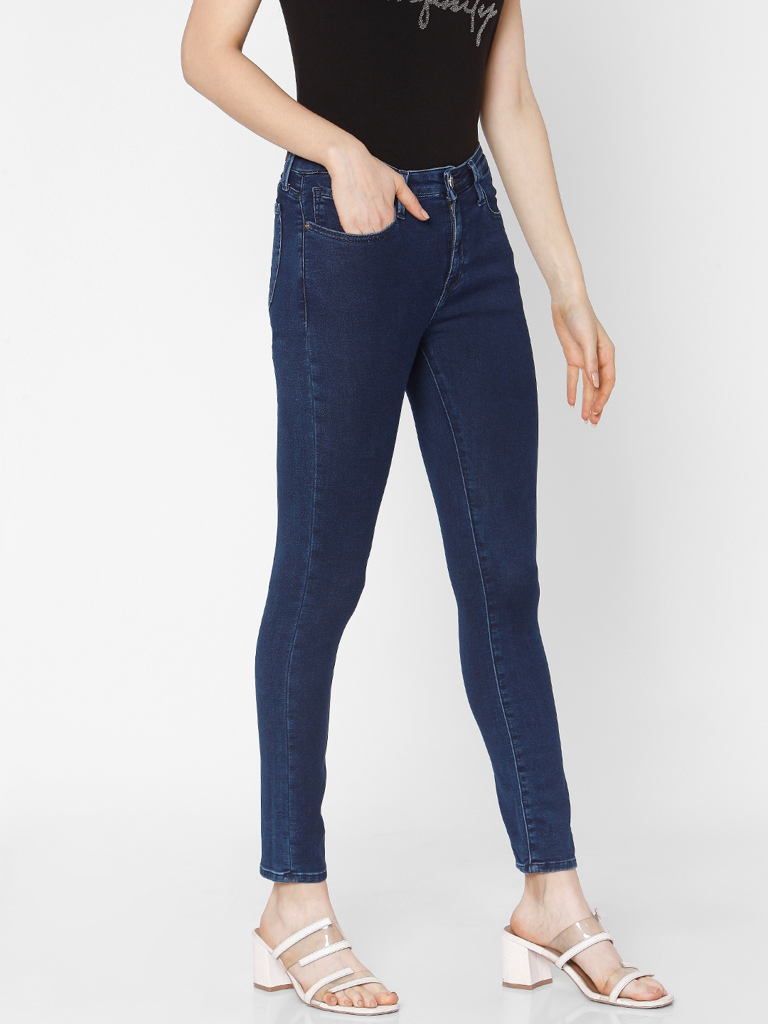 spykar | Women's Blue Cotton Solid Skinny Jeans 3