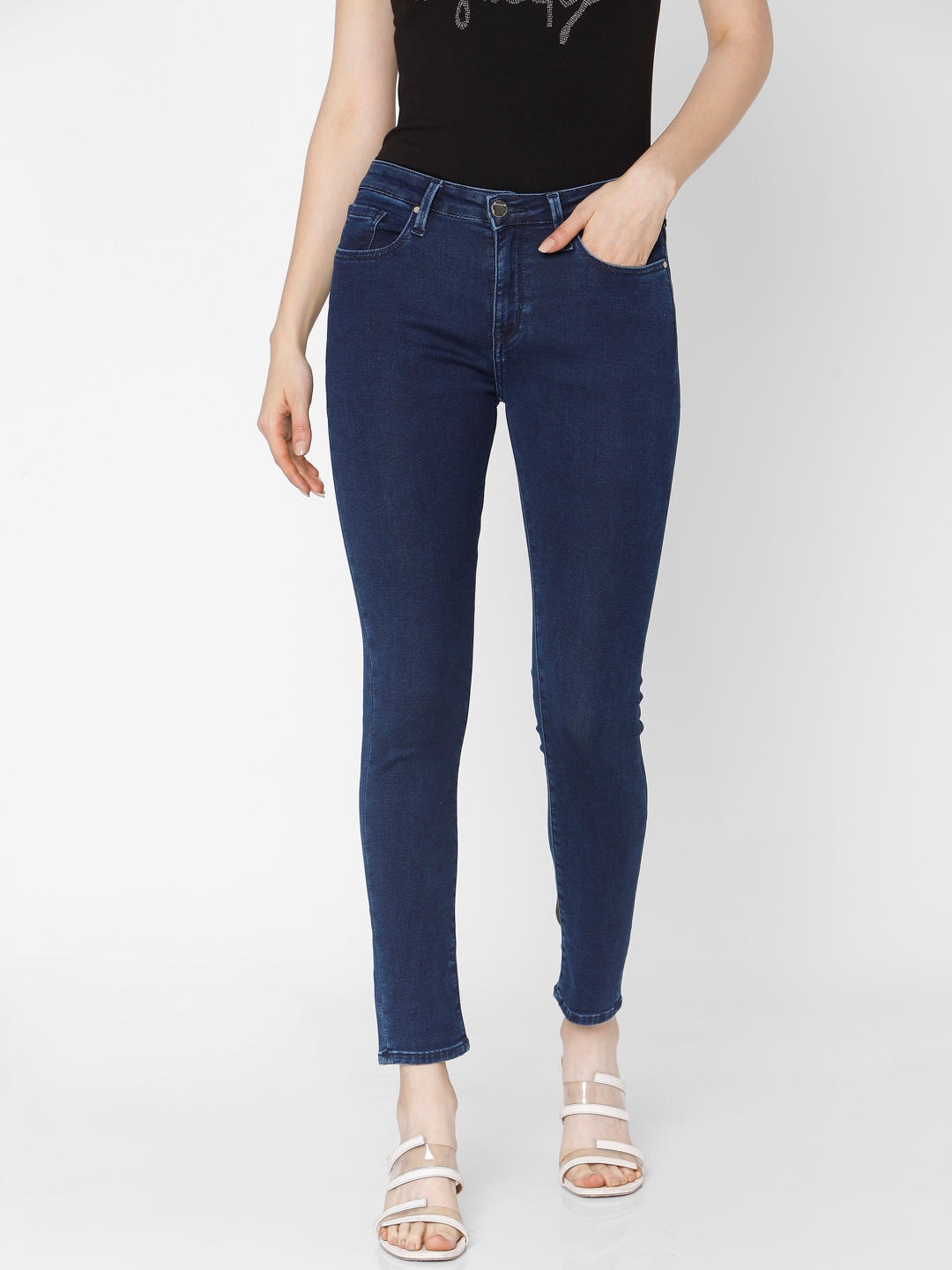 spykar | Women's Blue Cotton Solid Skinny Jeans 1