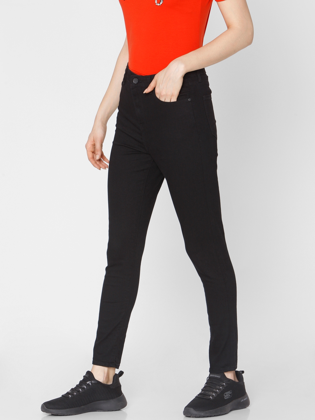 spykar | Women's Black Cotton Solid Slim Jeans 2