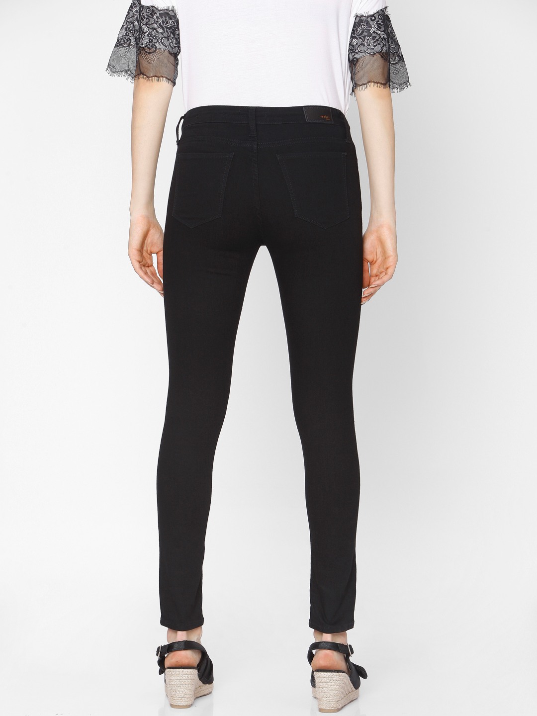 Women's Black Cotton Solid Skinny Jeans