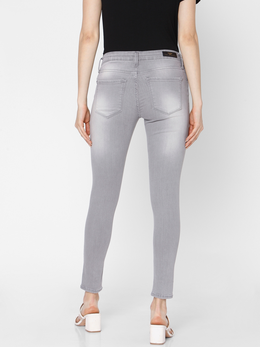 Spykar | Women's Grey Cotton Solid Skinny Jeans 4
