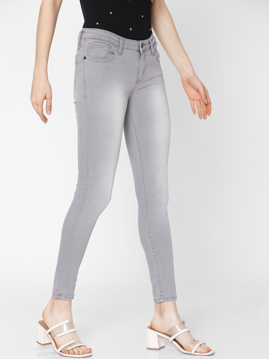 Spykar | Women's Grey Cotton Solid Skinny Jeans 3