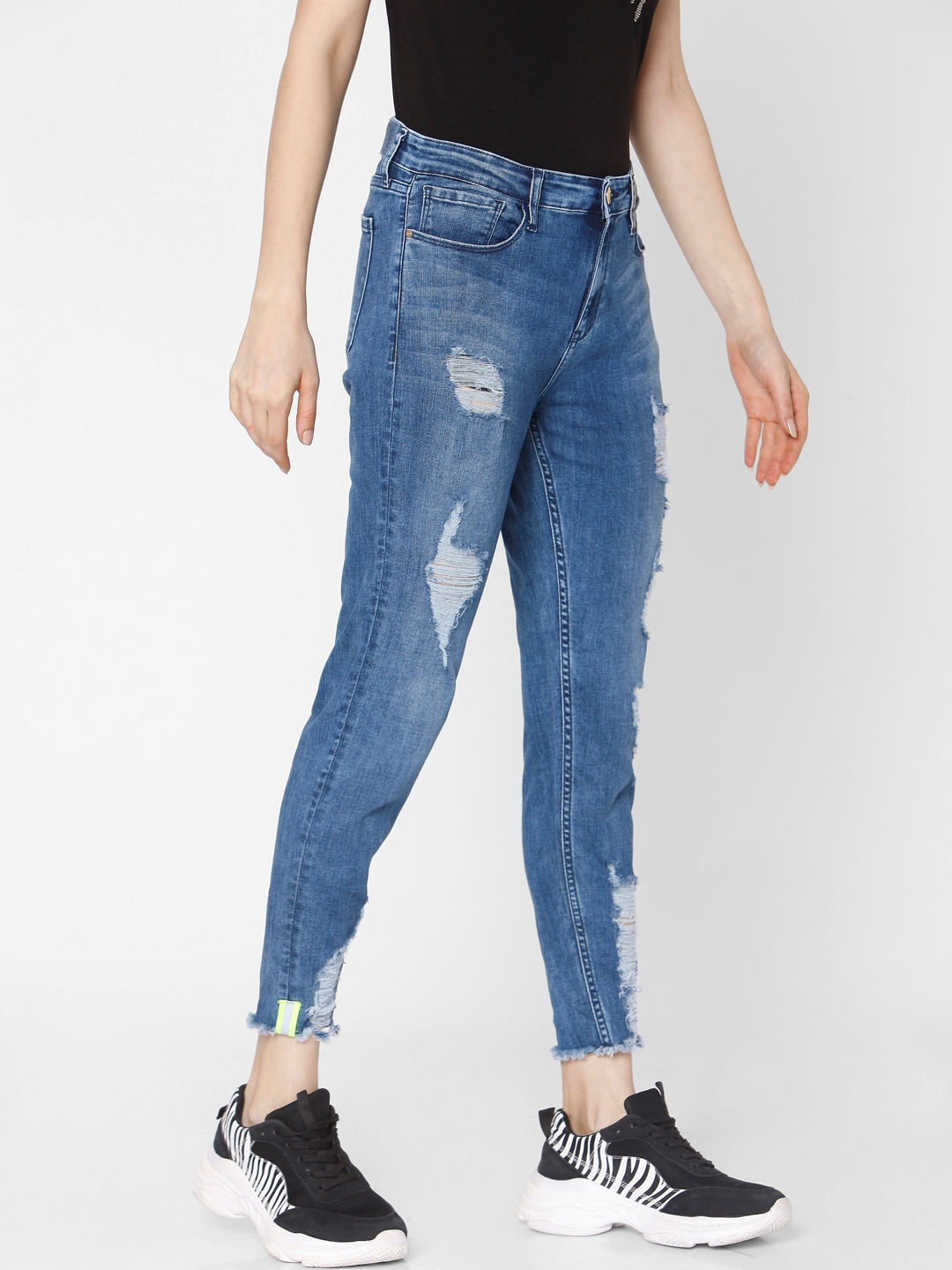 spykar | Women's Blue Cotton Ripped Skinny Jeans 3