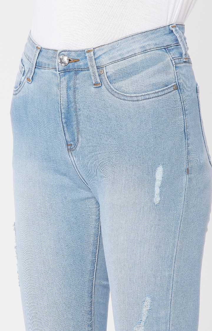 spykar | Women's Blue Cotton Solid Skinny Jeans 5