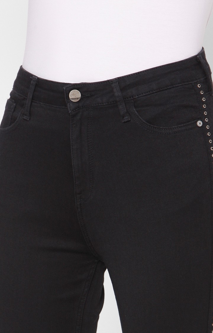 spykar | Women's Black Cotton Solid Bootcut Jeans 5