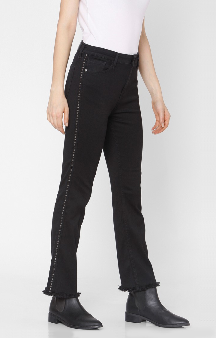 spykar | Women's Black Cotton Solid Bootcut Jeans 3