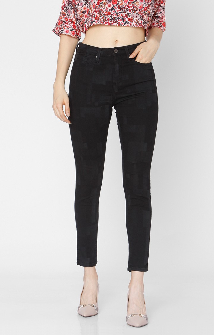 Spykar | Women's Black Cotton Solid Skinny Jeans 0