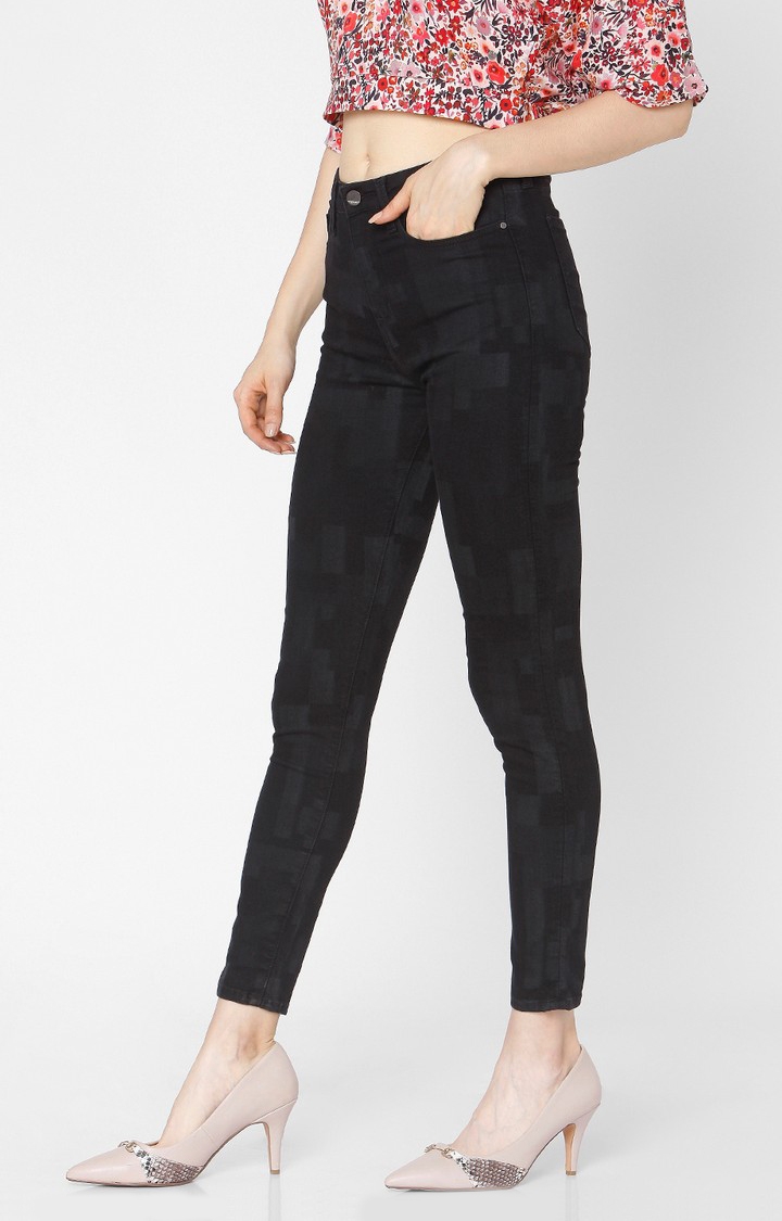Spykar | Women's Black Cotton Solid Skinny Jeans 2