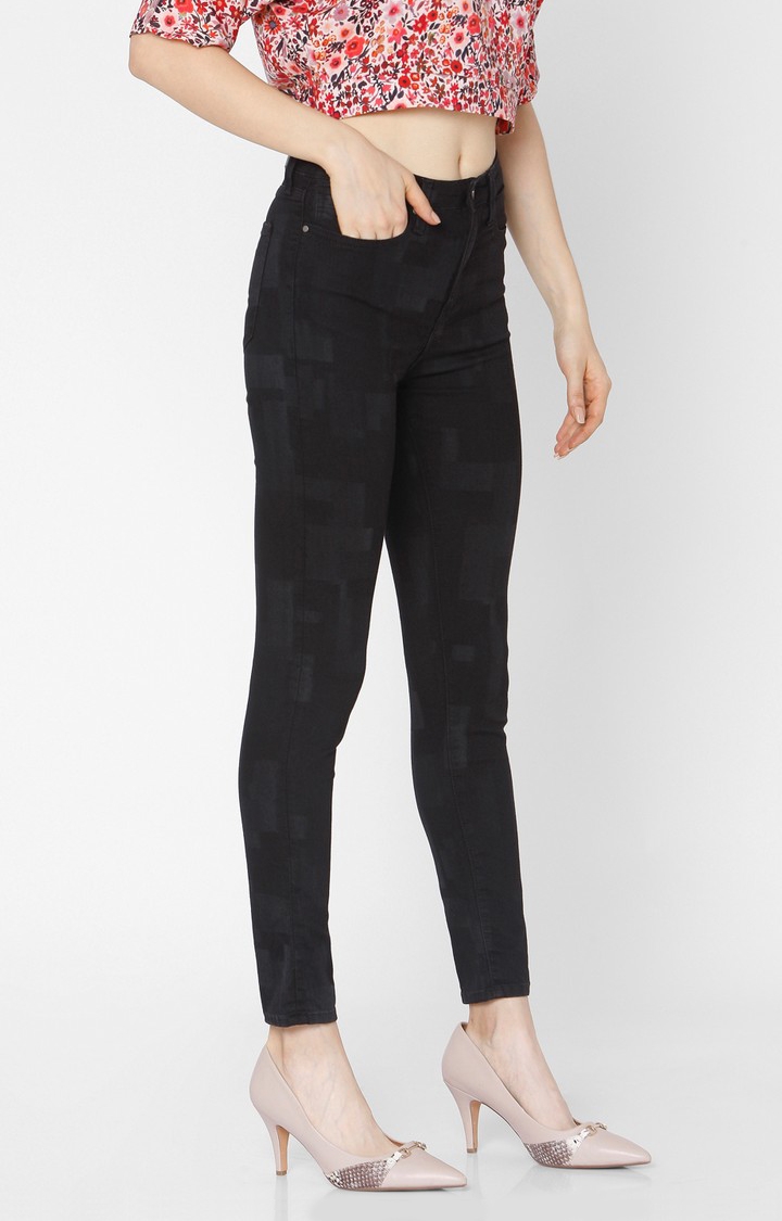 Spykar | Women's Black Cotton Solid Skinny Jeans 3