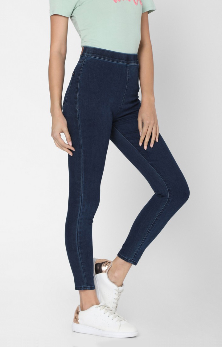 spykar | Women's Blue Cotton Solid Skinny Jeans 3