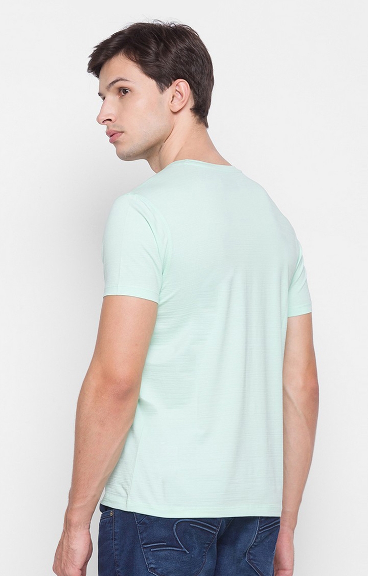 spykar | Spykar Green Cotton Slim Fit T-Shirt For Men 3