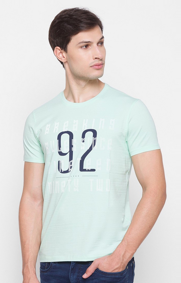 spykar | Spykar Green Cotton Slim Fit T-Shirt For Men 2