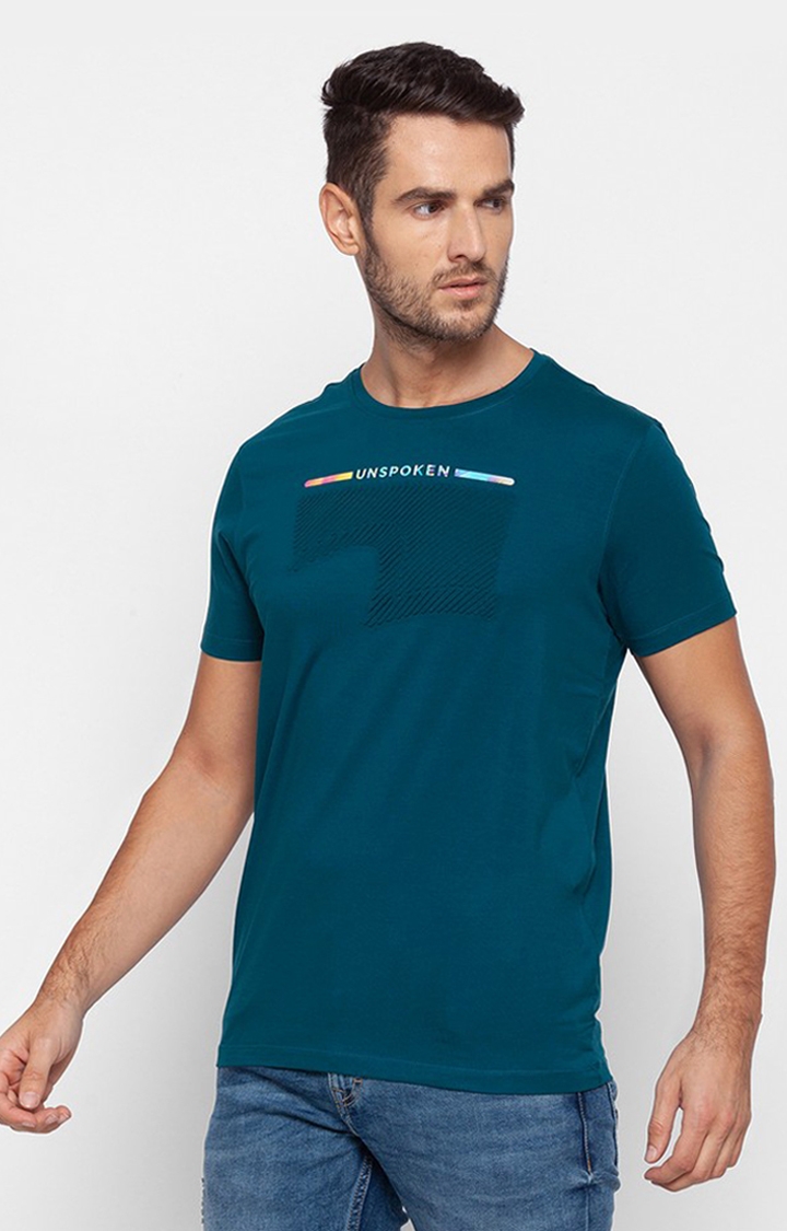 spykar | Spykar Blue Cotton Men T-Shirt 2