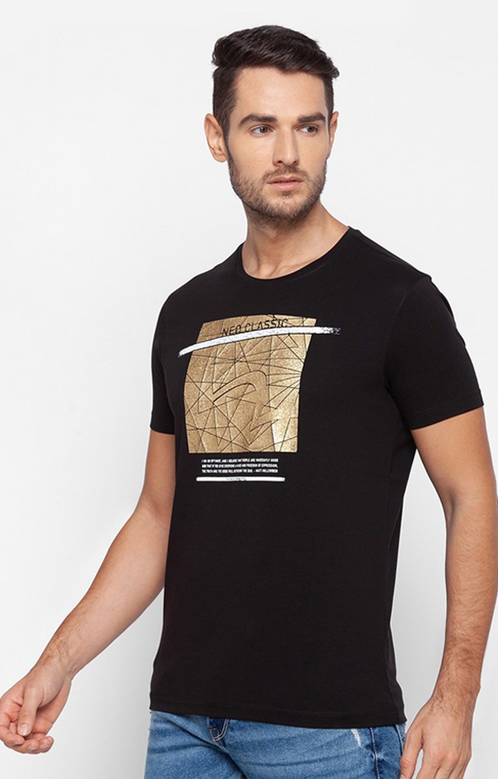 spykar | Spykar Black Cotton Slim Fit T-Shirt For Men 2