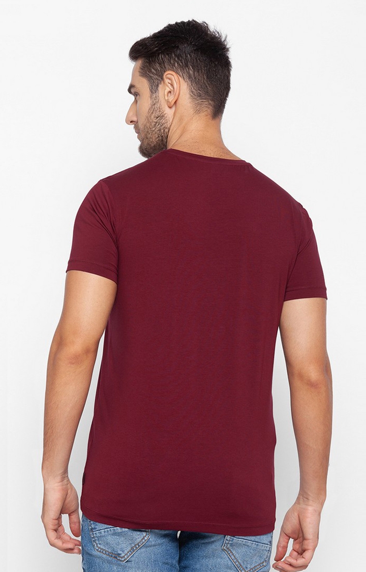 spykar | Spykar Red Cotton Slim Fit T-Shirt For Men 3