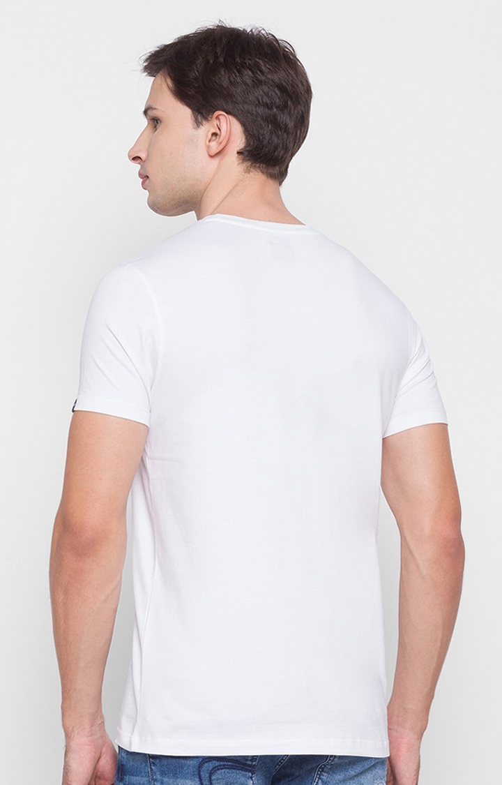 spykar | Spykar White Cotton Slim Fit T-Shirt For Men 3