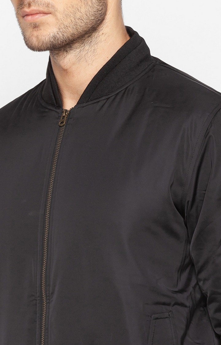 spykar | Spykar Black Polyester Regular Fit Bomber Jackets For Men 5