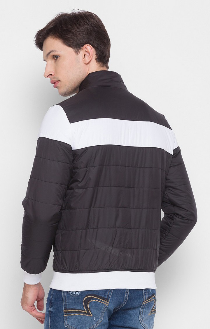 Spykar Black Polyester Regular Fit Bomber Jackets For Men