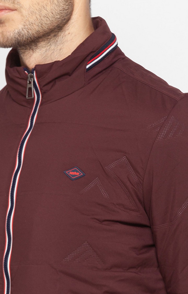 Spykar Red Polyester Regular Fit Bomber Jackets For Men