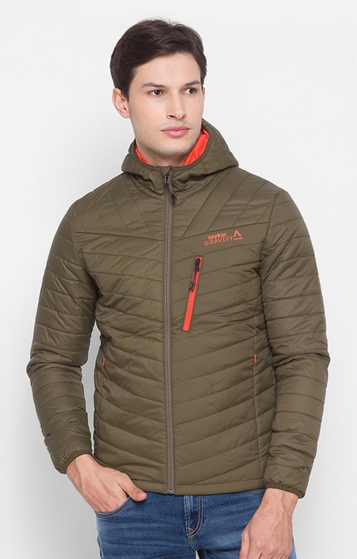Spykar Green Polyester Regular Fit Bomber Jackets For Men