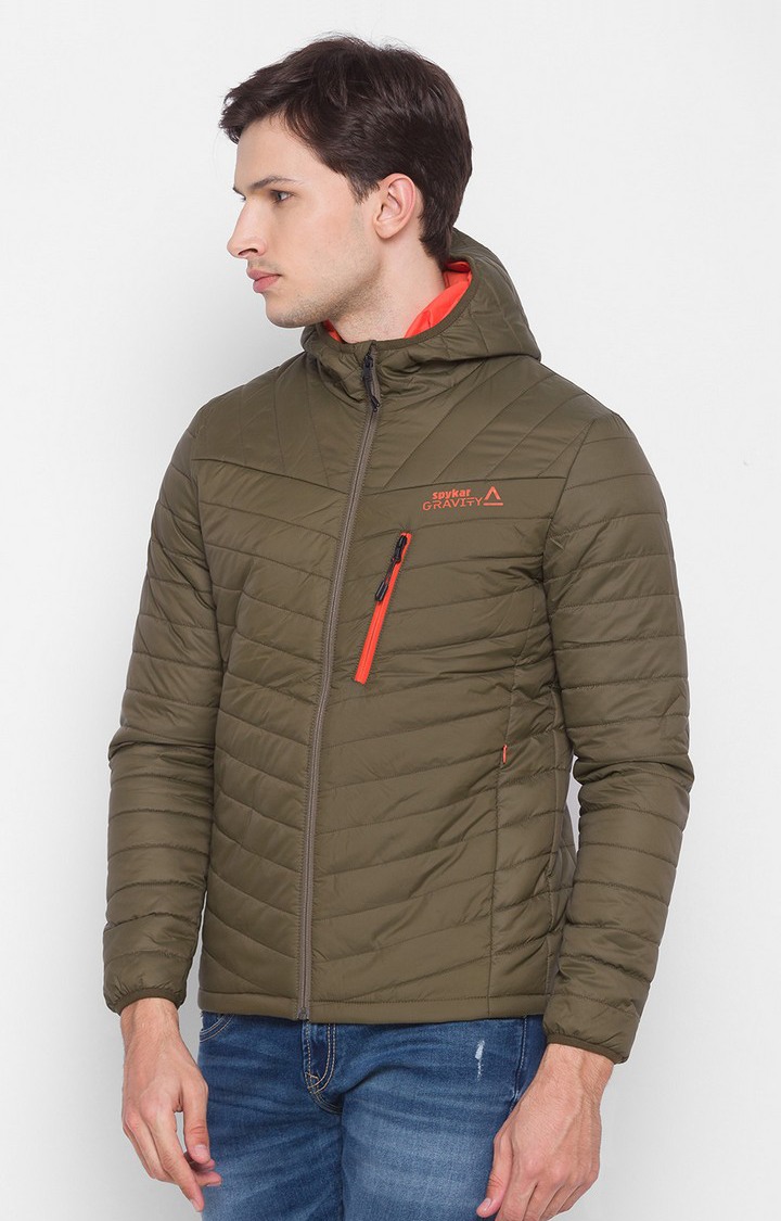 Spykar Green Polyester Regular Fit Bomber Jackets For Men