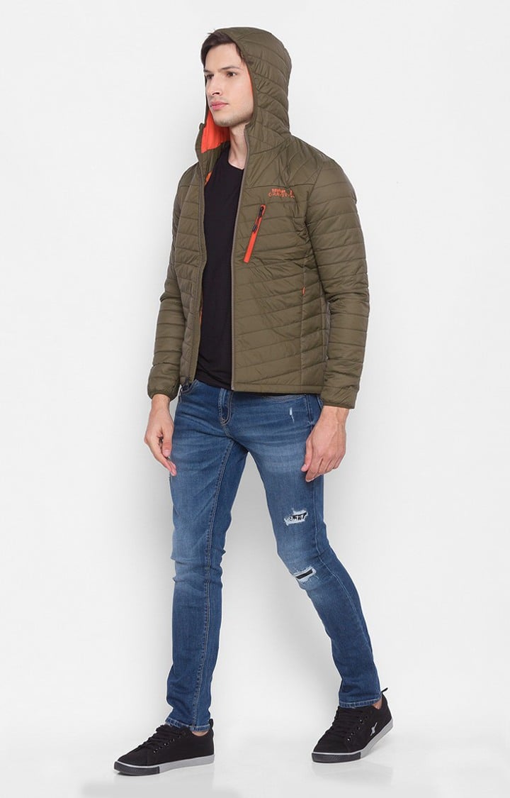 Spykar Green Polyester Regular Fit Bomber Jackets For Men