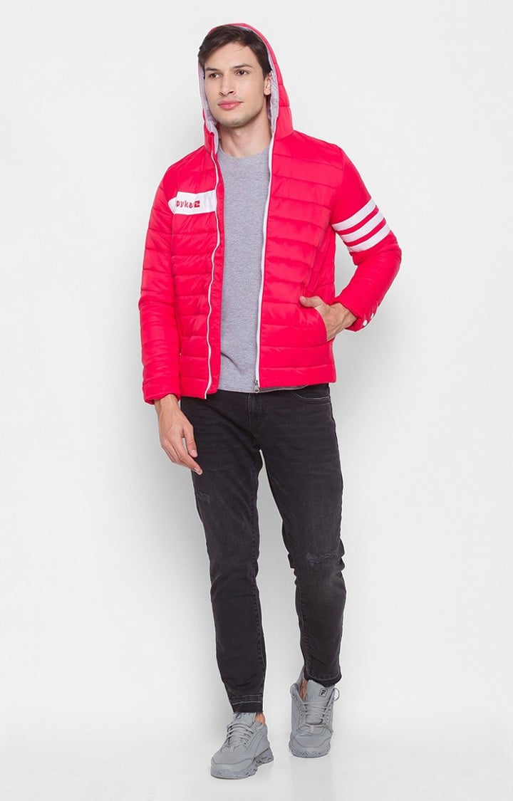 Spykar Red Polyester Regular Fit Bomber Jackets For Men