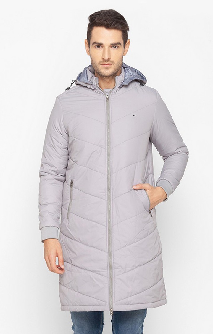 Spykar Grey Polyester Regular Fit Bomber Jackets For Men