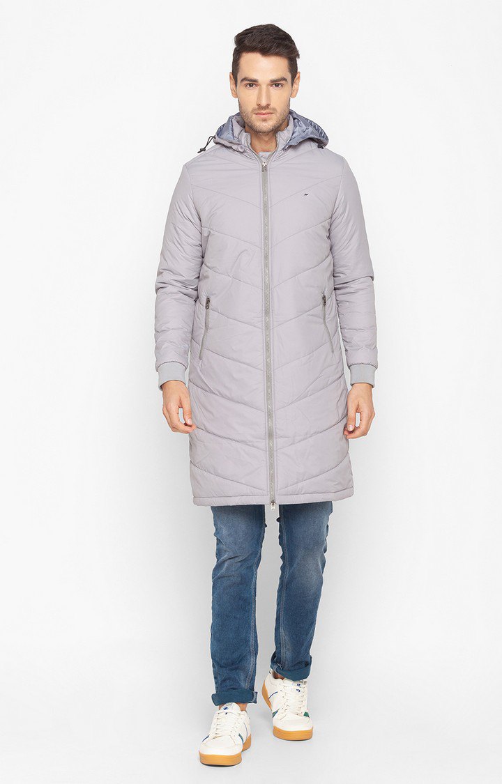 Spykar Grey Polyester Regular Fit Bomber Jackets For Men