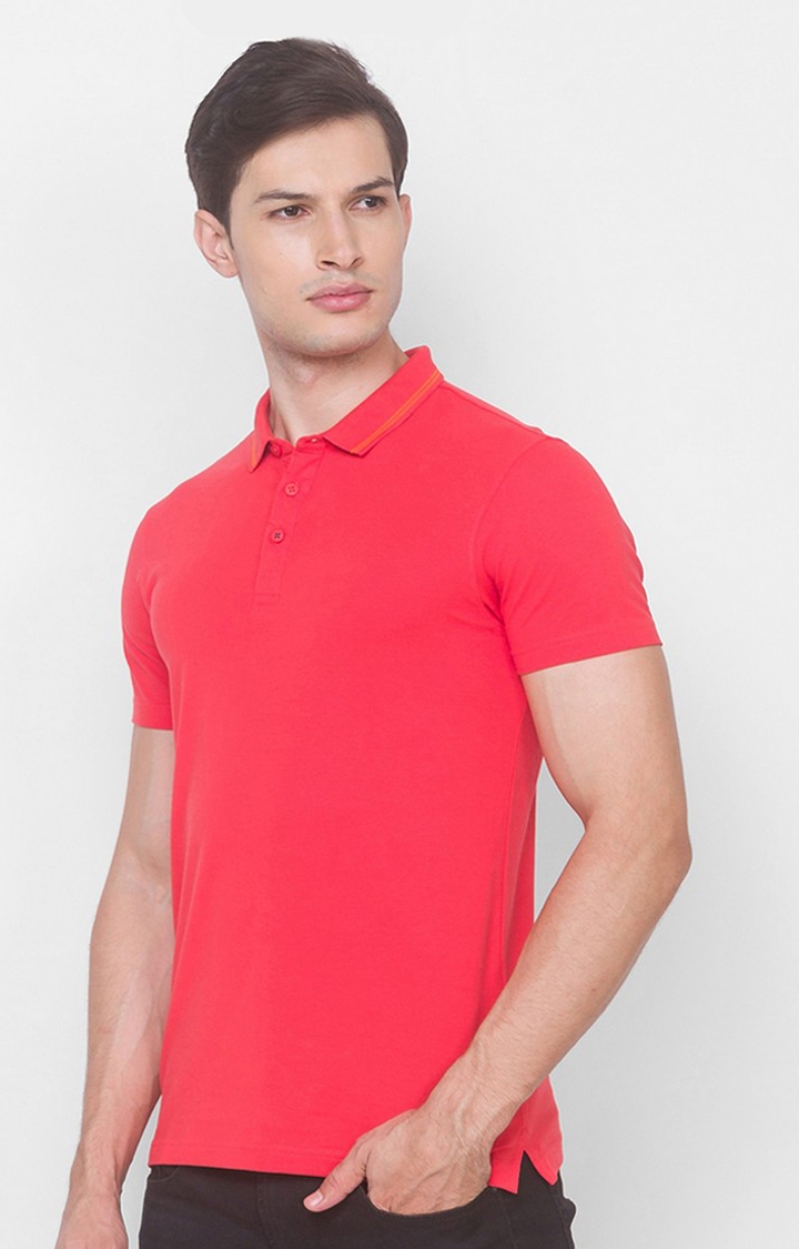 spykar | Spykar Blue Cotton Slim Fit Polo T-Shirt For Men 2