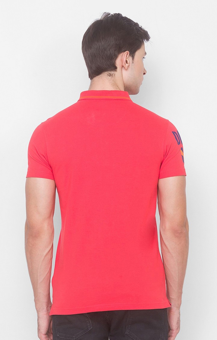 spykar | Spykar Blue Cotton Slim Fit Polo T-Shirt For Men 3