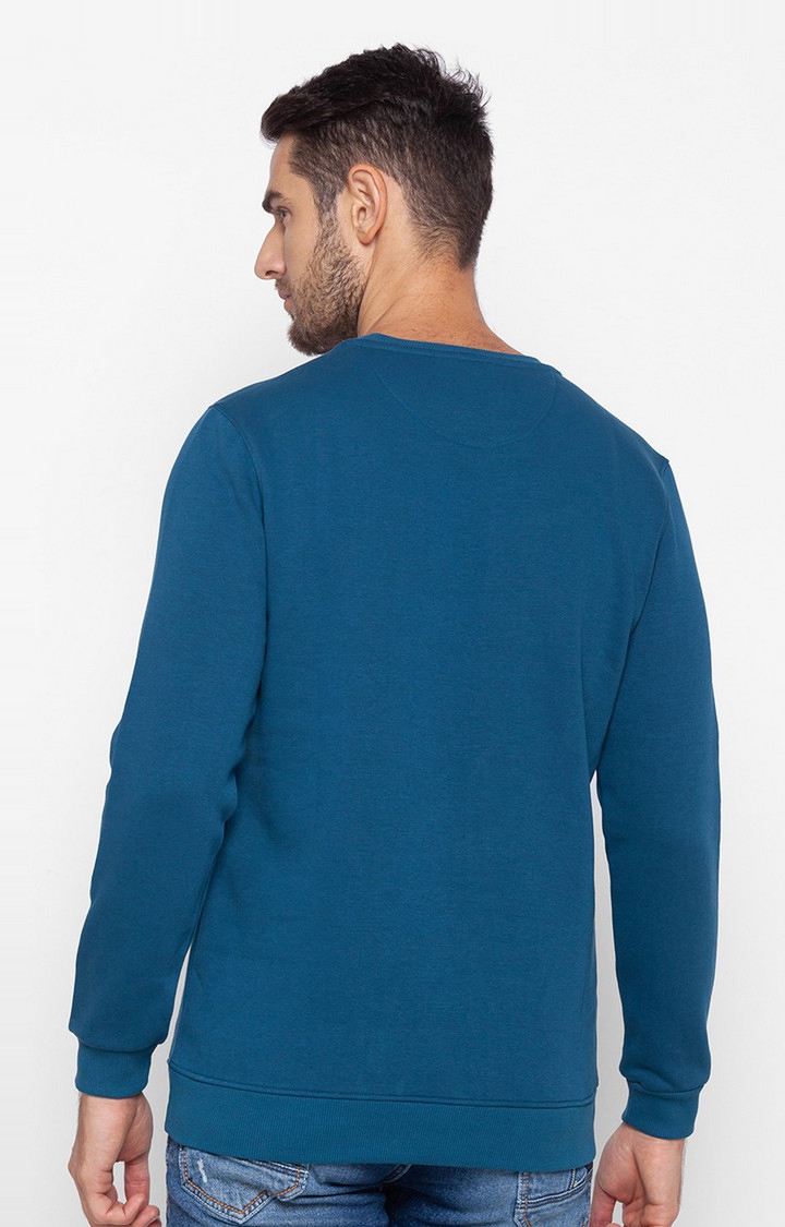 spykar | Spykar Blue Cotton Slim Fit Sweatshirt For Men 3
