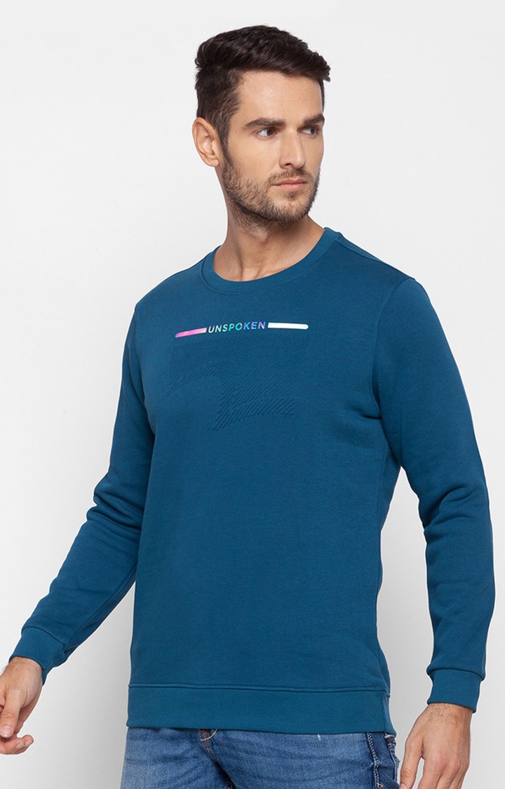 spykar | Spykar Blue Cotton Slim Fit Sweatshirt For Men 2