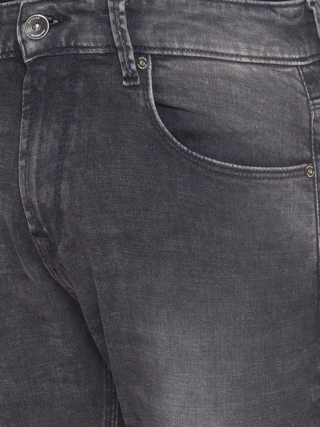 spykar | Men's Grey Cotton Solid Slim Jeans 4