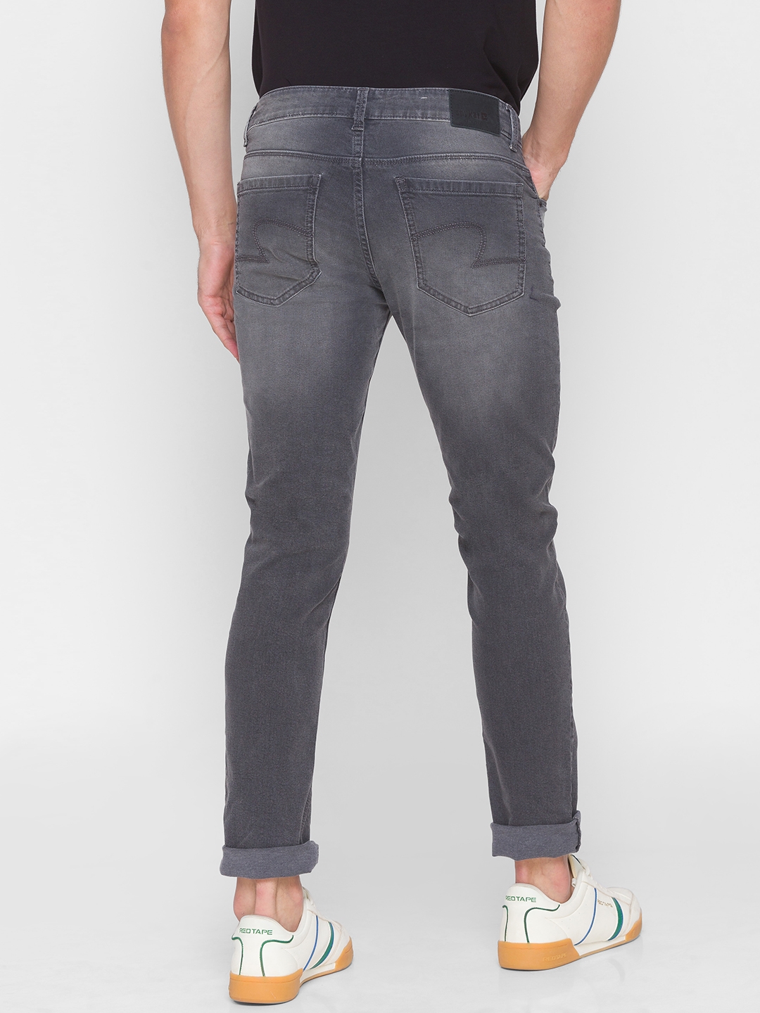 spykar | Men's Grey Cotton Solid Regular Jeans 2