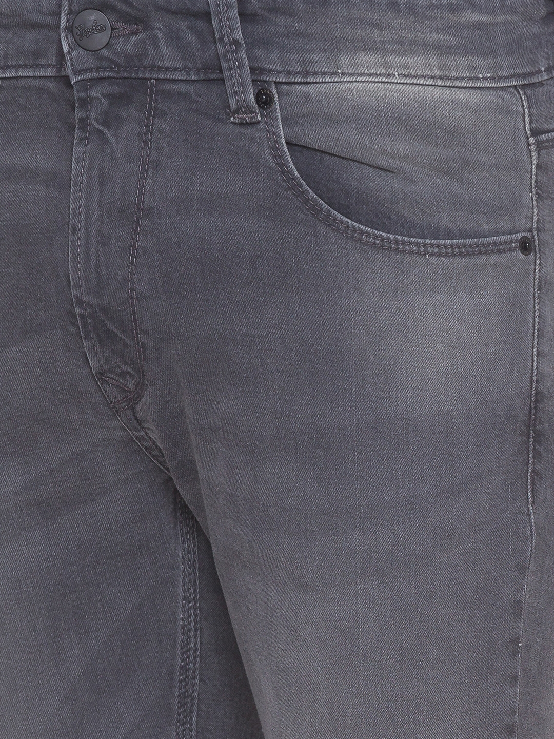 spykar | Men's Grey Cotton Solid Regular Jeans 4