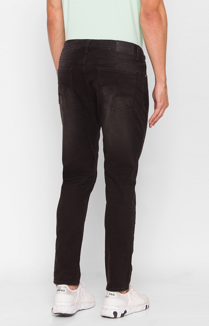 Spykar | Men's Black Cotton Solid Slim Jeans 3