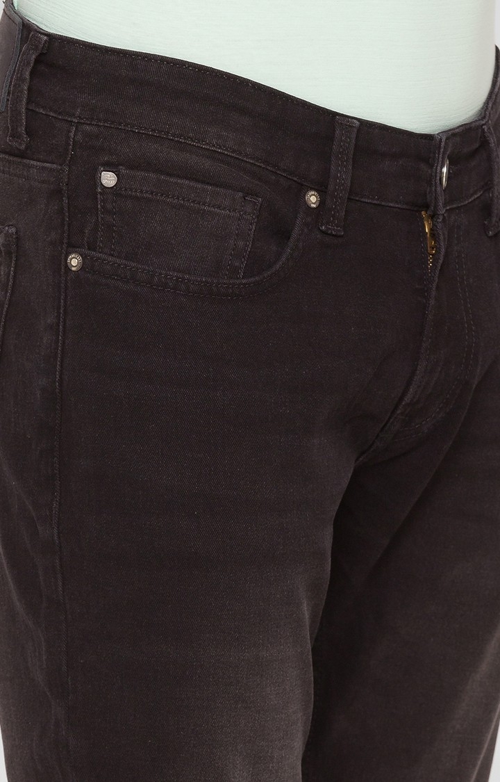 Spykar | Men's Black Cotton Solid Slim Jeans 4