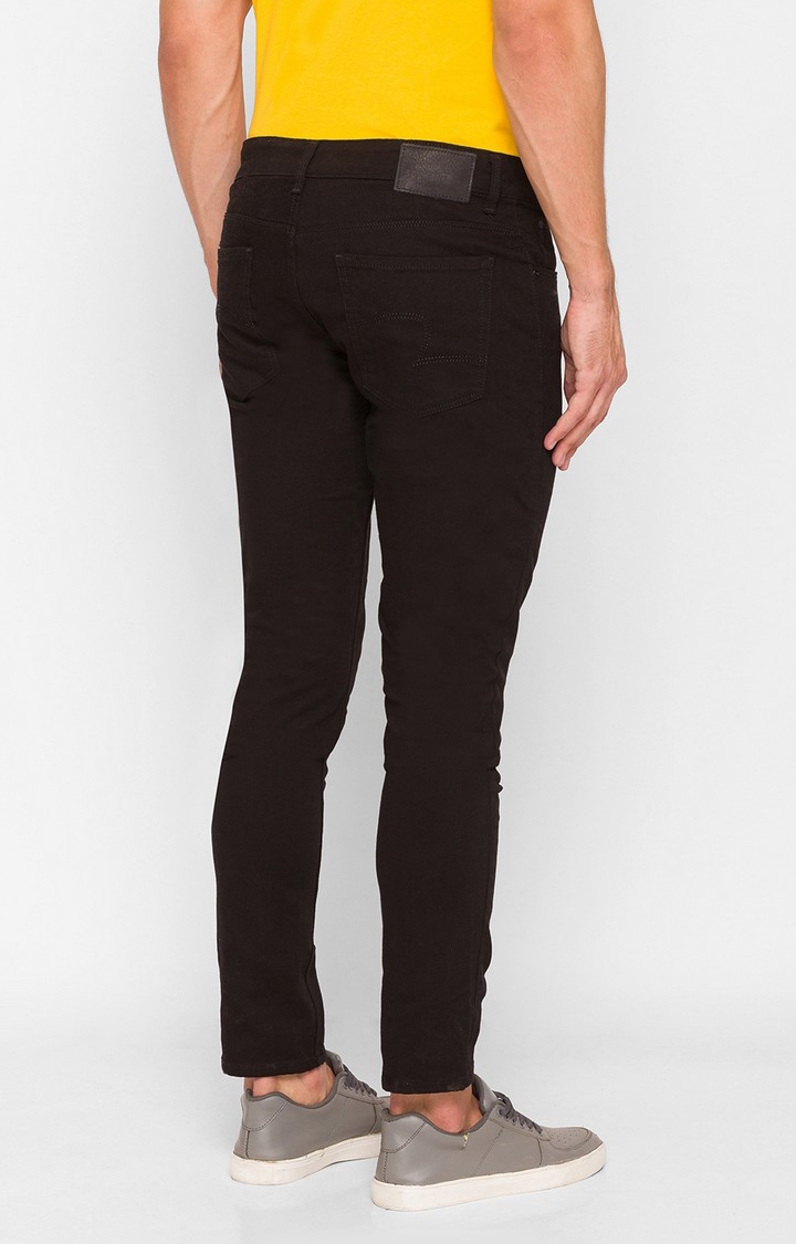 spykar | Men's Black Cotton Solid Slim Jeans 3