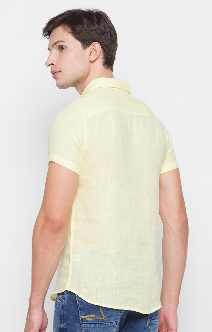 spykar | Men's Yellow Cotton Solid Casual Shirts 3