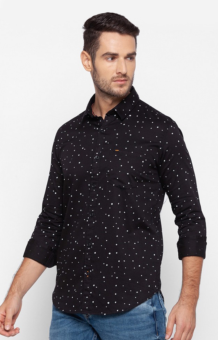 spykar | Men's Black Cotton Printed Casual Shirts 2