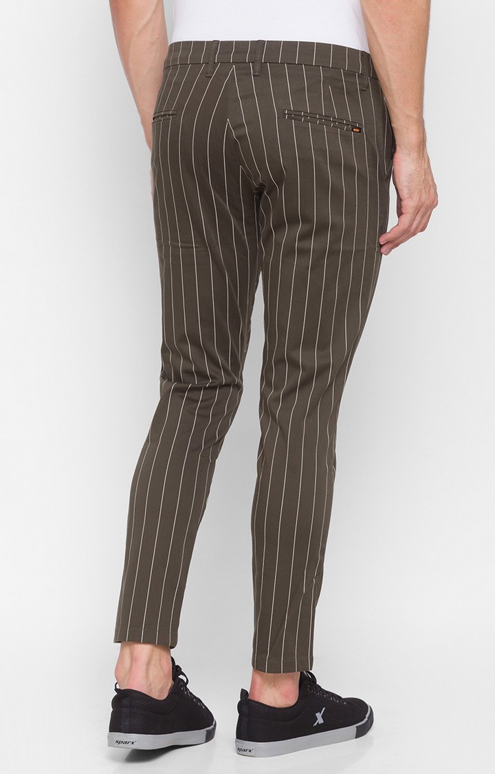 spykar | Men's Brown Cotton Solid Trousers 4