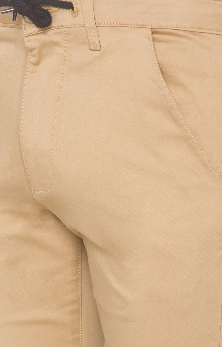 spykar | Men's Yellow Cotton Solid Trousers 4