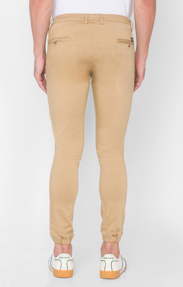 spykar | Men's Yellow Cotton Solid Trousers 3