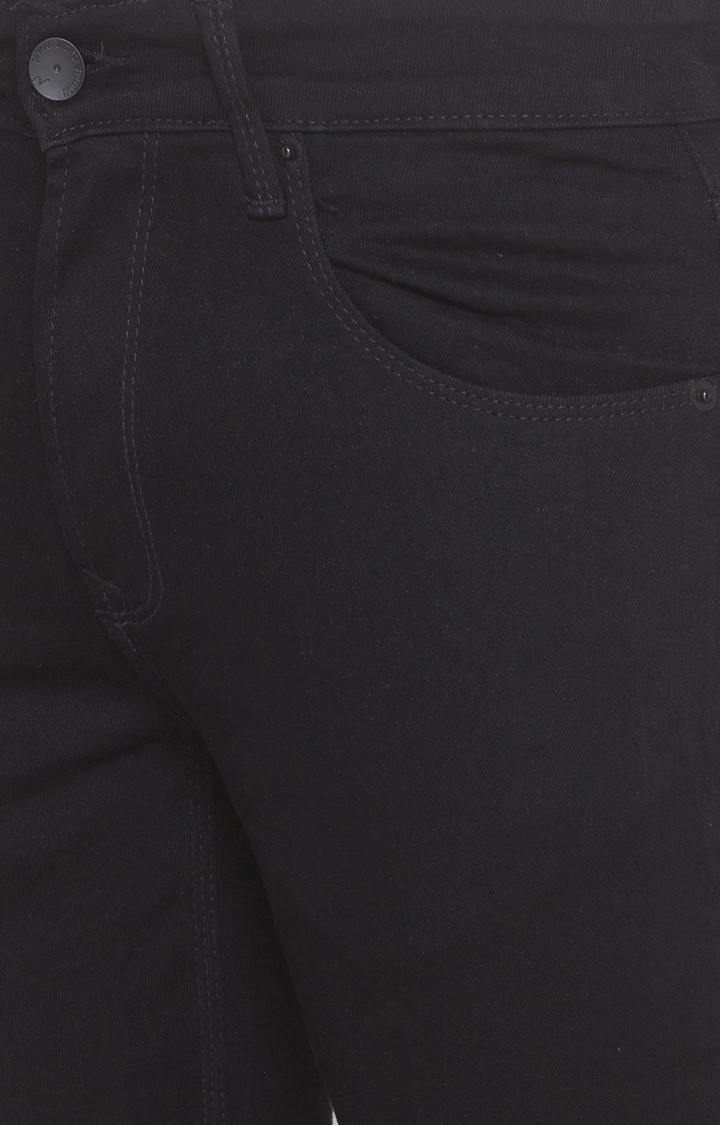 Men's Black Cotton Solid Skinny Jeans