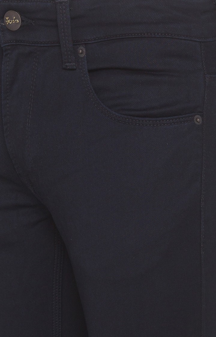 spykar | Men's Black Cotton Solid Slim Jeans 4